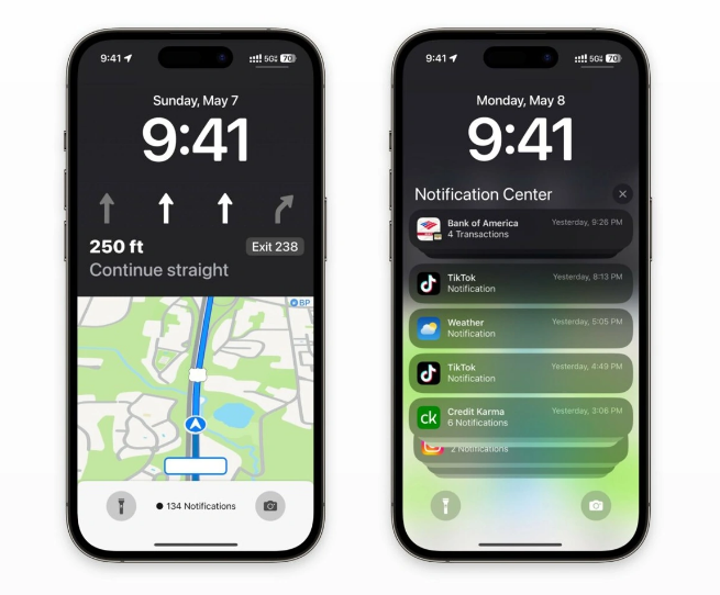 龙门镇苹果维修服务分享iOS17锁屏地图导航半屏显示长什么样 